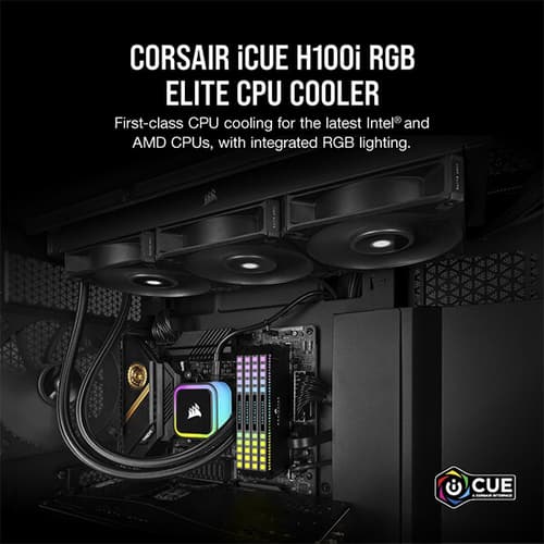 Corsair iCUE H100i RGB Elite CPU Liquid Cooler (Black)